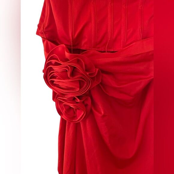 NBD Jake Gown red bustier corset strapless maxi rosette prom event Revolve S - Picture 7 of 15